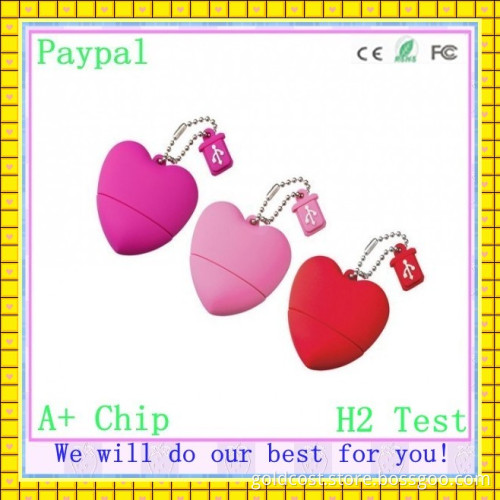 PVC Love Heart Shape USB Flash Drive (GC-H003)